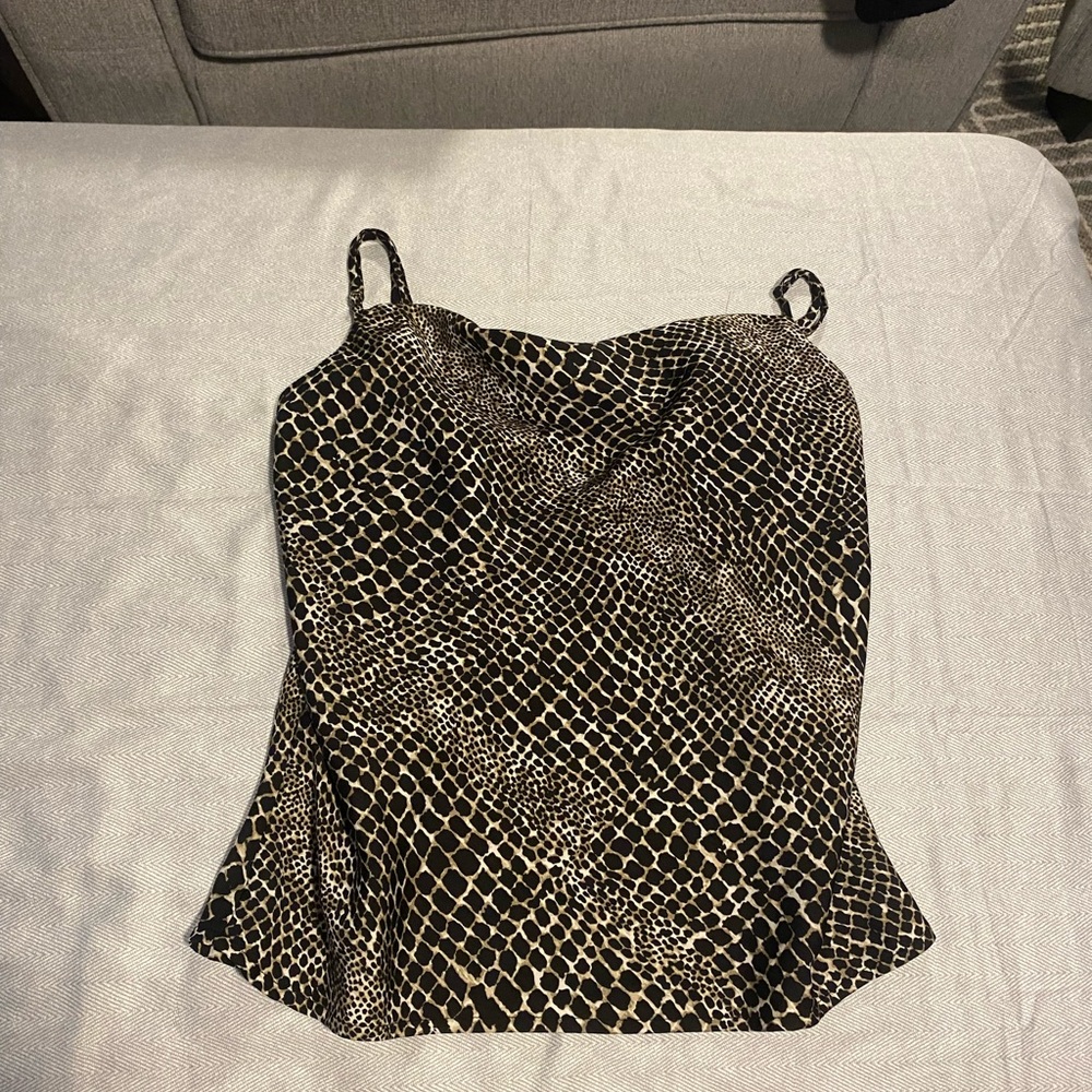Banana Republic Thick Satin Snakeskin Print Silk Top XS Y2K